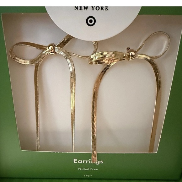 Kate Spade New York x Target Bow Linear Drop Stud Earrings Gold Tone NIB - Picture 5 of 6